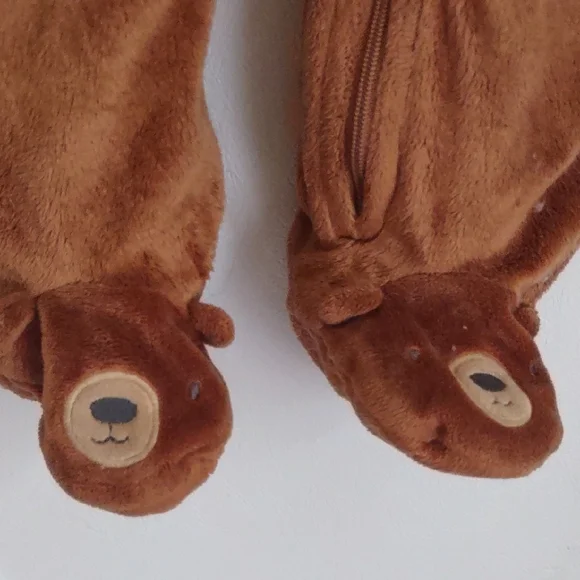 Carter's Brown Hooded Plush Baby Onesie Teddy Bear Outfit Costume Pictures 0-6 - Picture 4 of 6